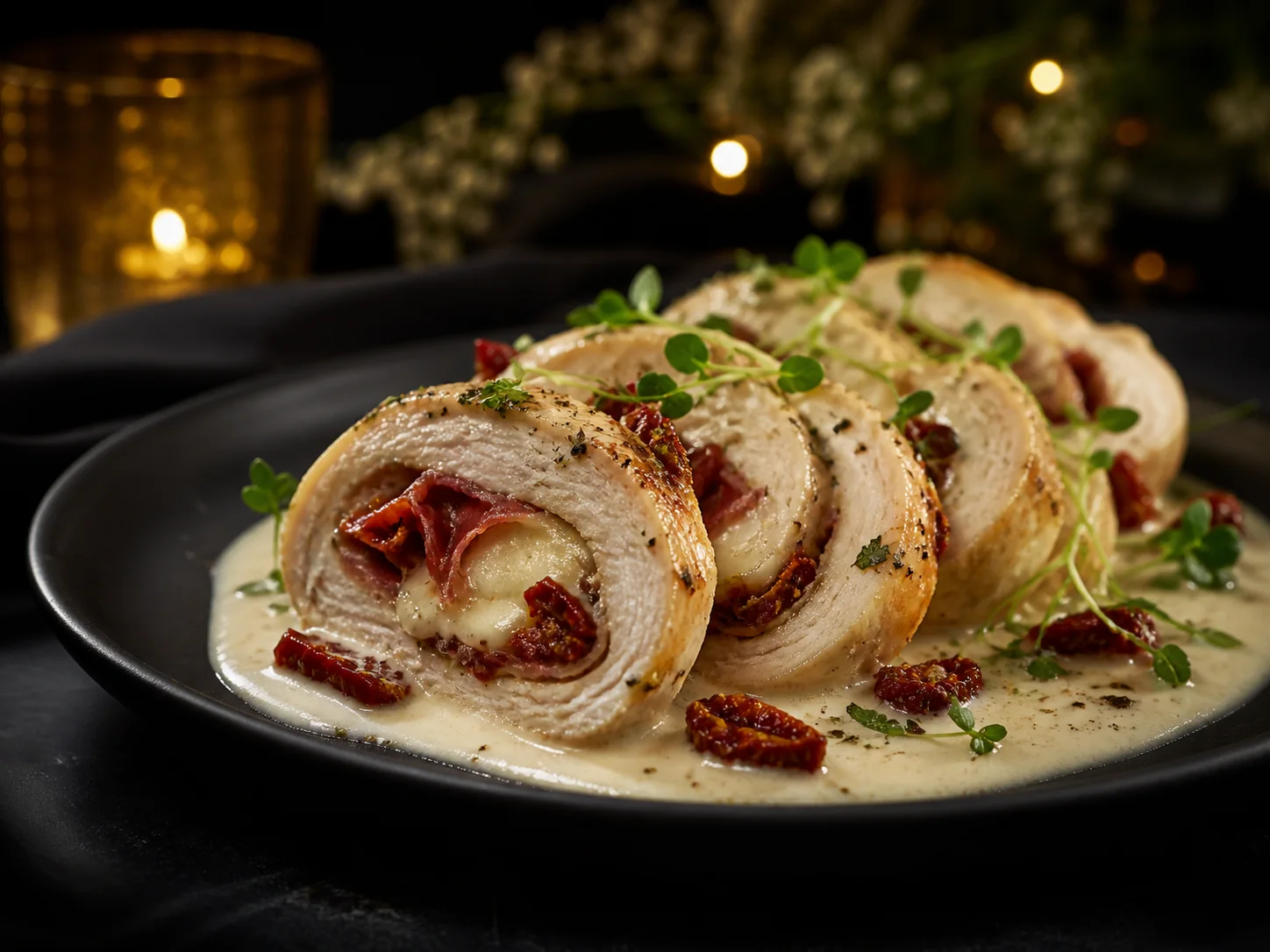 Kuracie rolky so šunkou a mozzarellou - Kráľovský Catering