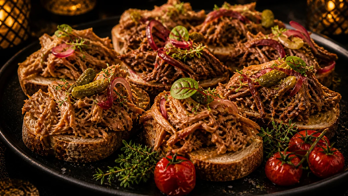 TRHANÉ – bravčové / hovädzie - na domácom chlebe - Kráľovský Catering